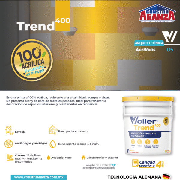 ACRILICA VOLLER TREND 400 4 AÑOS - Imagen 3