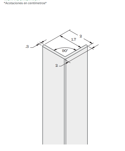 ESQUINERO PARA LAMBRIN PAROTA A46 LAMINADO 2.9 M X 2 CM PZA - Imagen 2